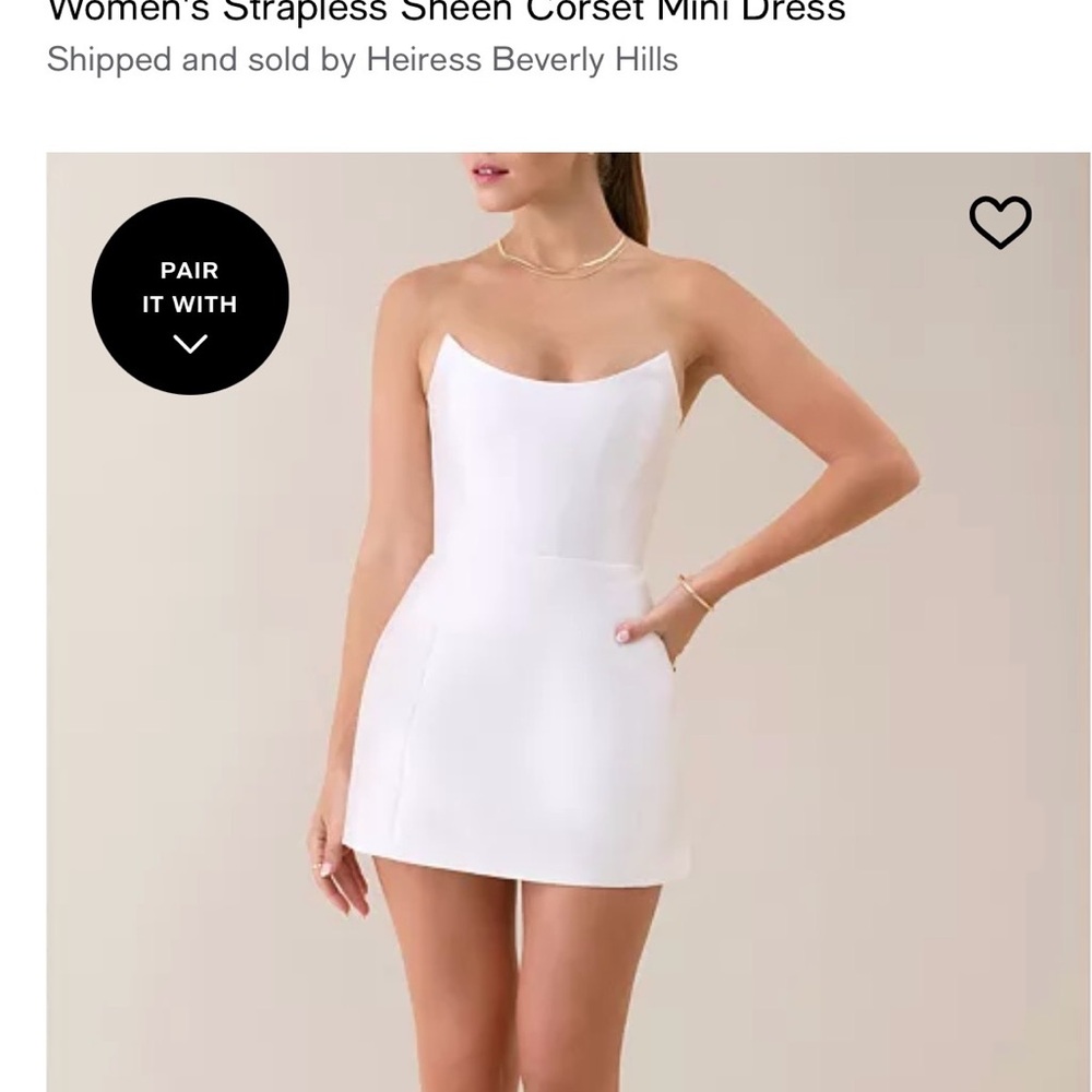 White Strapless Satin Corset Mini Dress (size XS)